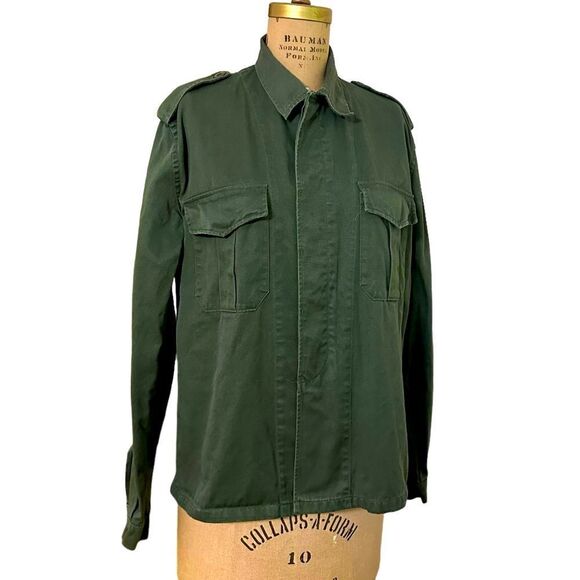 Vintage 1980s Begetex Belgian Army Issue Green Field Shirt Jacket Size Medium 40 - Picture 1 of 11